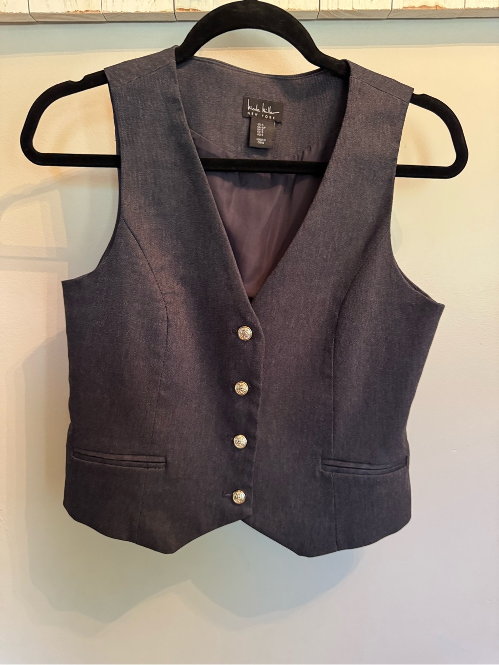 Nicole Miller New York Women's Charcoal Gray Tailored Vest